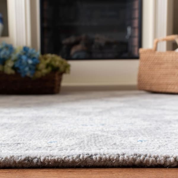 SAFAVIEH Micro-Loop Gray/Ivory 8 ft. x 10 ft. Geometric Area Rug