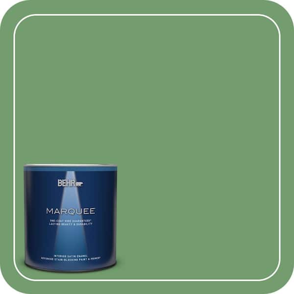 BEHR MARQUEE 1 qt. #450D-6 Shire Green Satin Enamel Interior Paint & Primer