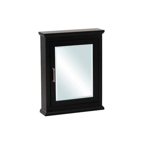 Tempe 23.63 in. W x 30.13 in. H Rectangular MDF Black Medicine Cabinet with Mirror