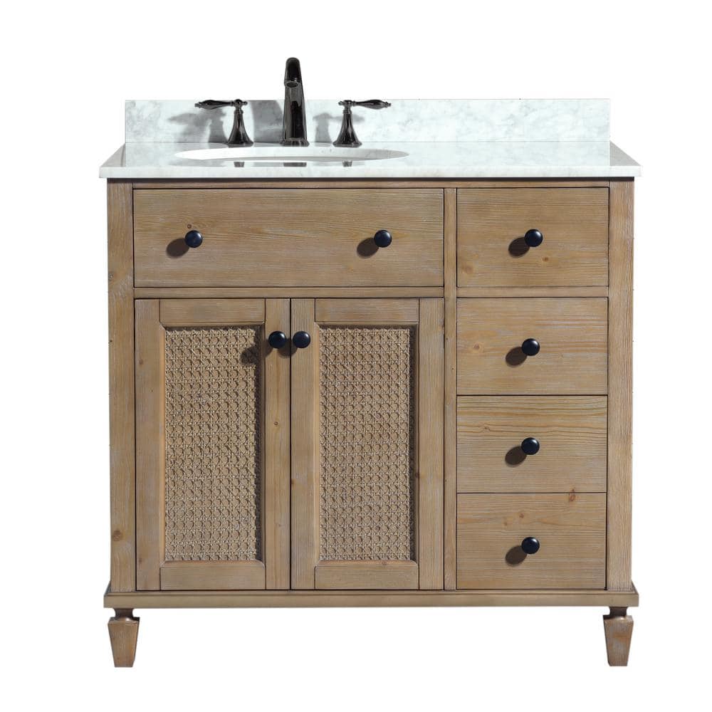 Annie 36" Weathered Fir Bathroom Vanity with Marble Top