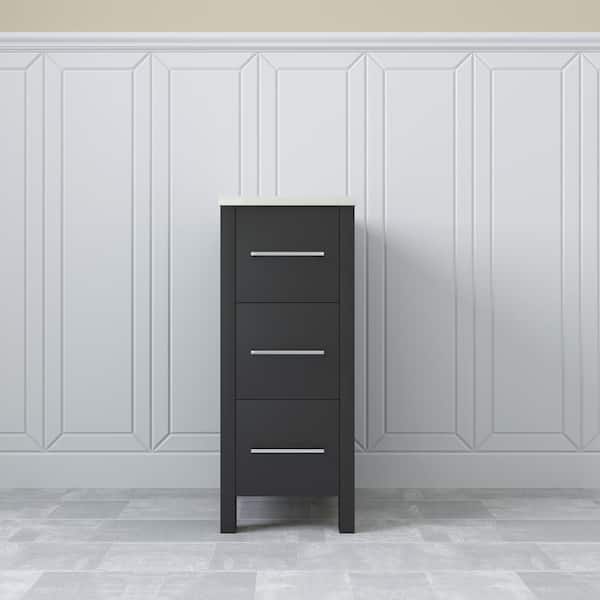 Vanity Art 12 in. W x 18.5 in. D x 30 in. H Bath Vanity Side Cabinet in Espresso with Engineered Marble Top