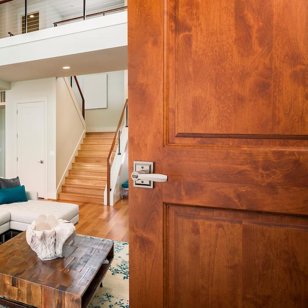 Torrey Satin Nickel Low Profile Rose Keyed Entry Door Handle Featuring SmartKey Security