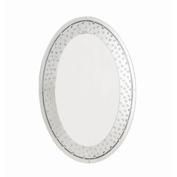 Tileon 24 in. W x 35 in. H Large Oval Glass Framed Wall Mounted Bathroom Vanity Mirror in Silver