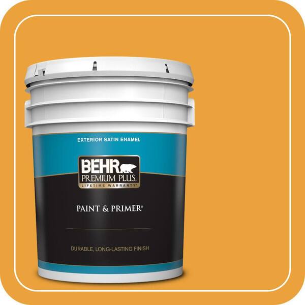 BEHR PREMIUM PLUS 5 gal. Home Decorators Collection #HDC-FL14-5 Gilded Leaves Satin Enamel Exterior Paint & Primer