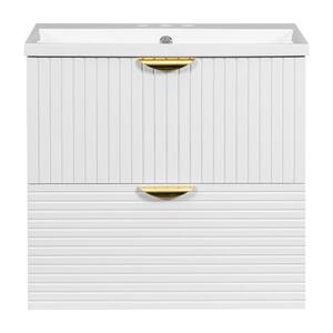 23 in. W x 18 in. D x 24 in. H Wall-Mounted Bathroom Vanity in White with White Resin Top Single Sink with 2-Drawers