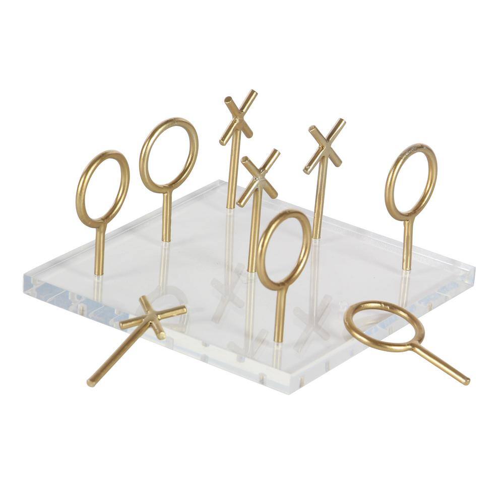 Gold and Clear Acrylic Tic Tac Toe Game Set