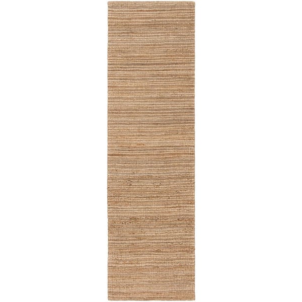 Cape Cod 2 ft. x 14 ft. Natural Solid Color Striped Runner Rug