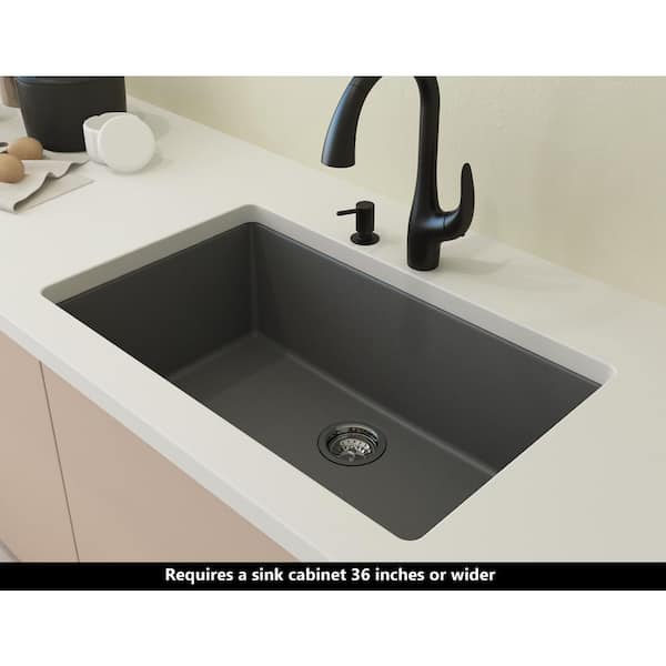 Hyperion 33 in. Drop-In/Undermount Single Bowl Concrete Gray Granite Composite Kitchen Sink