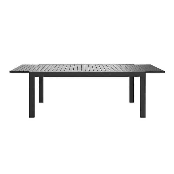 Unbranded Patio Dining Expandable Table, Aluminum Outdoor Table for 6-8 Person Rectangular Table for Garden Lawn(Black, 1 Table)