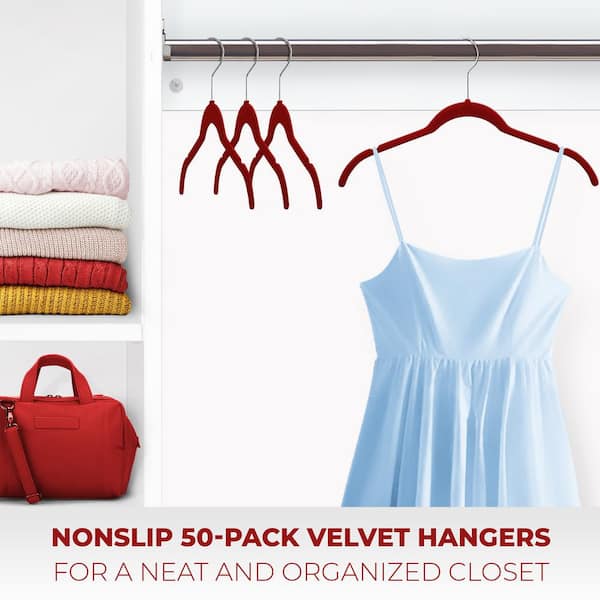 Pack of 50 18 Wide Velvet Hangers and 50 Pack of 16.5 Wide