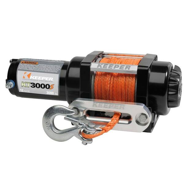 Keeper 12Volt DC 3,000 lbs. Winch with Synthetic Rope KT3000S The