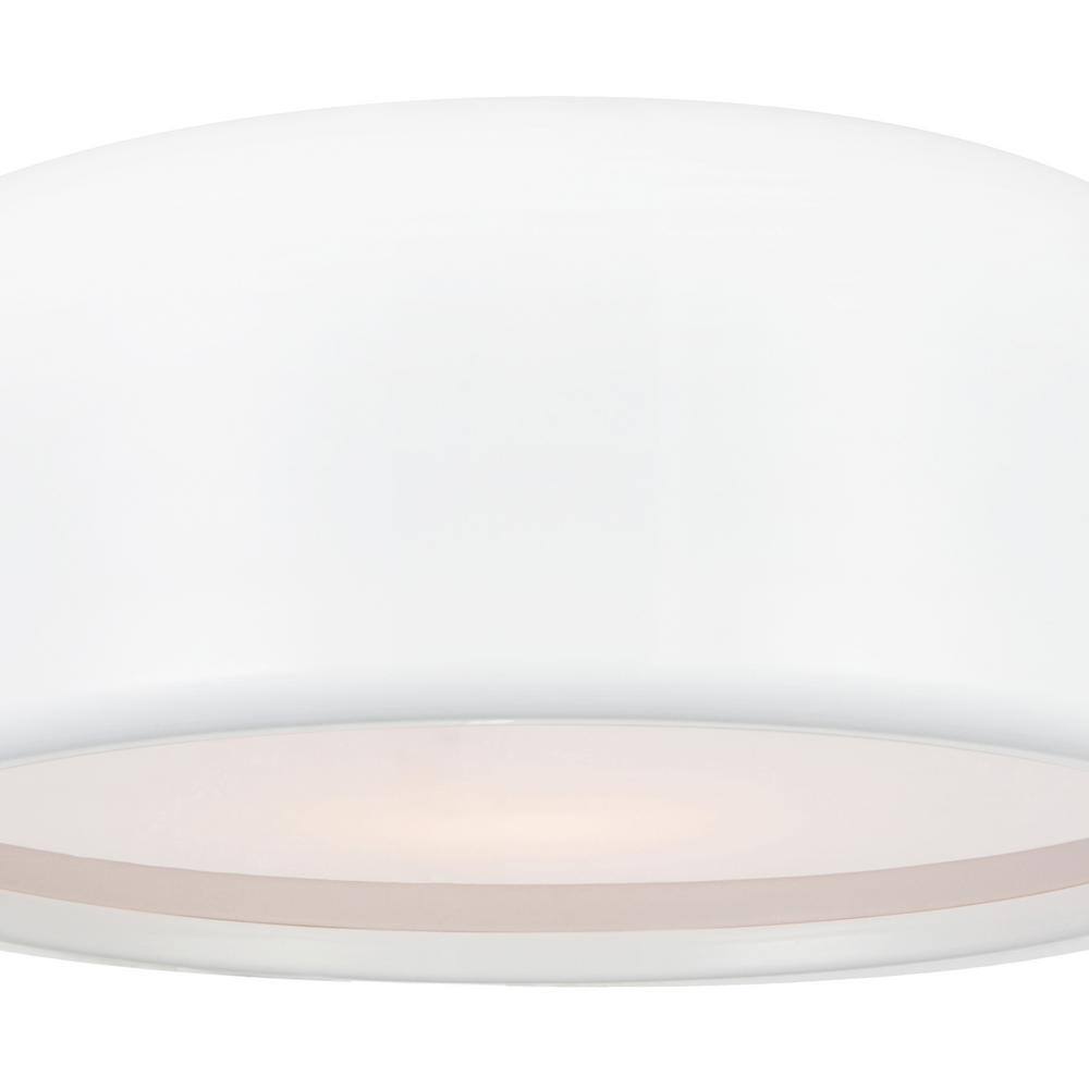 White Glass Drum Shade Flush Mount Ceiling Light