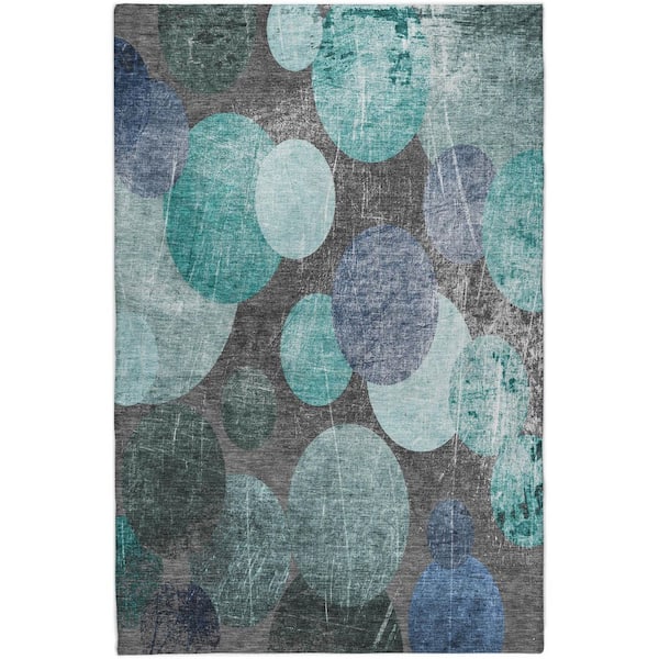Dream Shag Premium Machine Washable Abstract ADS556 Teal 10 ft. x 14 ft. Area Rug