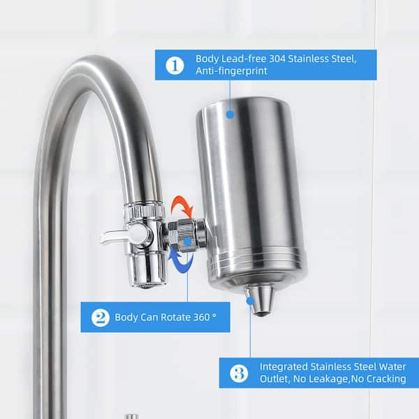 304 Stainless-Steel Filtration System Faucet Water Filter Water Purifier Large Water Flow 