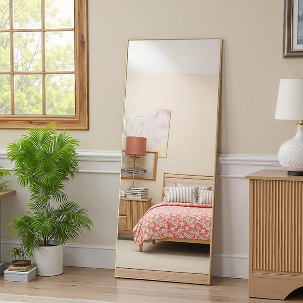 dressing mirror HUGE Metal adds modern texture while ensuring durability MAYEERTY Gold 20 in. W