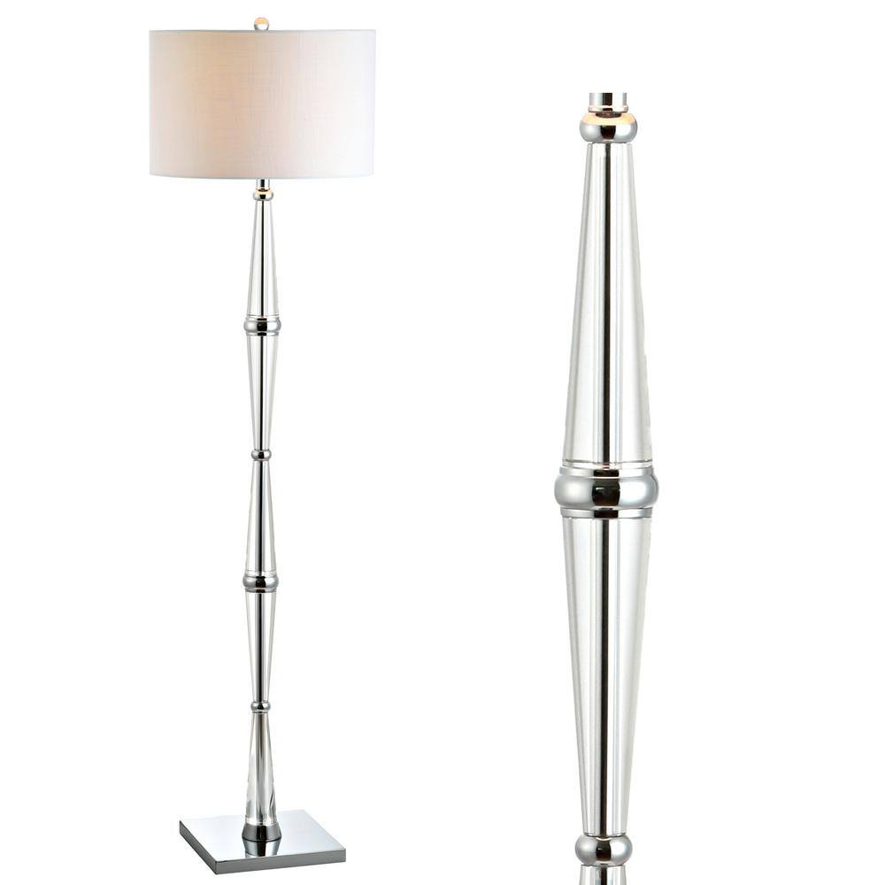 Francine 60" Crystal Chrome Floor Lamp with White Drum Shade