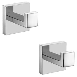 Wall Mounted Square Bathroom Robe Hook Towel Hook Hanger in J-HookPolished Chrome (2-Pack)