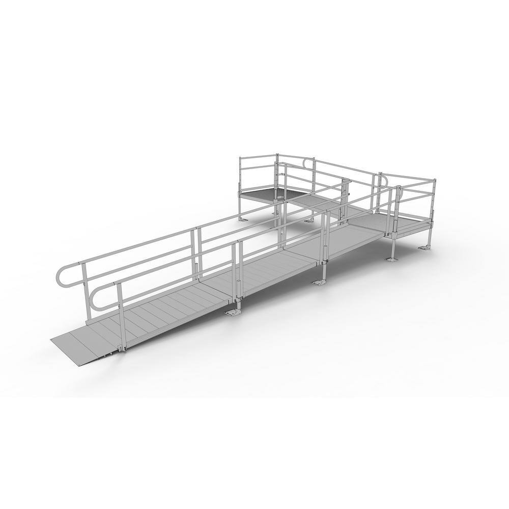 EZ-ACCESS PATHWAY 24 ft. L-Shaped Aluminum Wheelchair Ramp Kit with ...