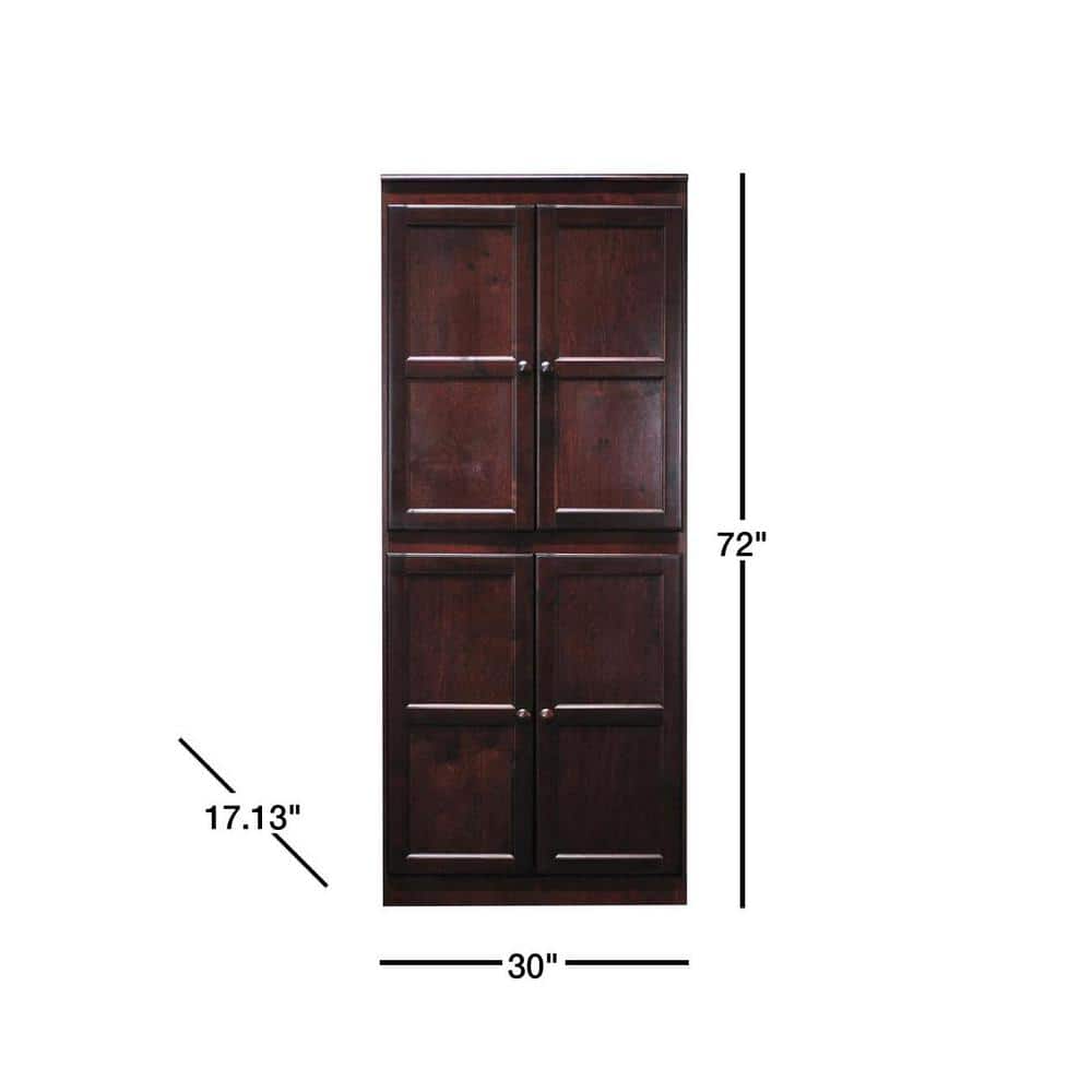 Cherry Finish Adjustable 72" Wood Storage Cabinet