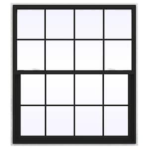 48 in. x 60 in. V-2500 Series Bronze Exterior/White Interior FiniShield Vinyl Single Hung Window, Colonial Grids/Grilles