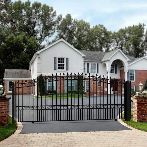 ALEKO London Style 18 ft. x 6 ft. Black Steel Single Slide Driveway Fence Gate