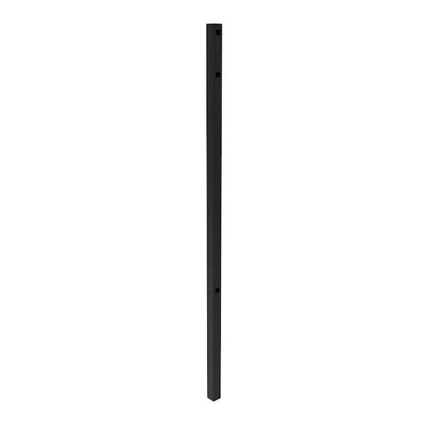 FORTRESS Athens 2-in x 2-in x 6.5-ft Gloss Black Aluminum Flat Top and Bottom Design Line Post for Pool Application