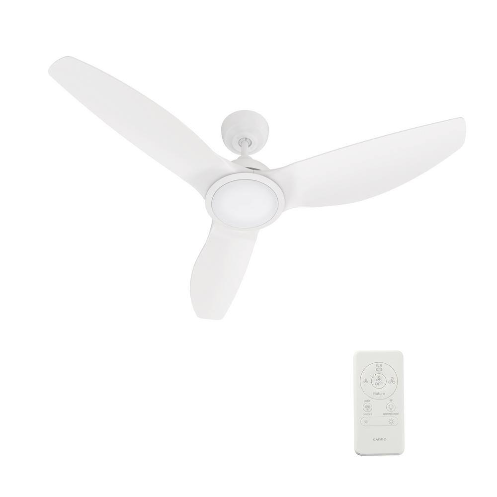 CARRO Karter 52 in. Dimmable LED Indoor White Smart Ceiling Fan with ...