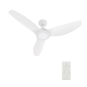 Karter 52 in. Dimmable LED Indoor/Outdoor White Smart Ceiling Fan with Light and Remote, Works w/Alexa/Google Home