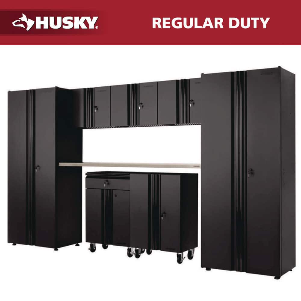 Husky System Husky 8-Piece Regular Duty Welded Steel Garage Storage System in Black ...