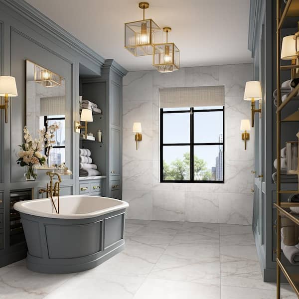 Briella Gold 24 in. x 24 in. Matte Porcelain Marble Look Floor and Wall Tile (16 sq. ft./ Case)