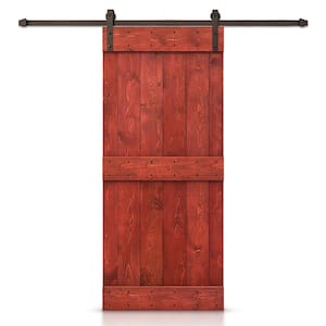 Mid-Bar 22 in. x 84 in. Cherry Red Stained DIY Wood Interior Sliding Barn Door with Hardware Kit