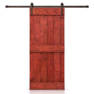 Mid-Bar 26 in. x 84 in. Cherry Red Stained DIY Wood Interior Sliding Barn Door with Hardware Kit