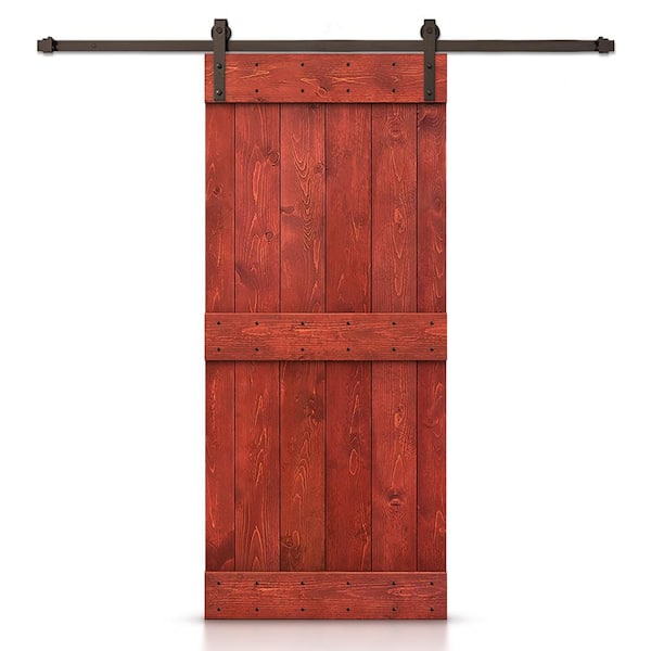 Reviews for CALHOME Mid-Bar Series 24 in. x 84 in. Solid Cherry Red Stained  DIY Pine Wood Interior Sliding Barn Door with Hardware Kit