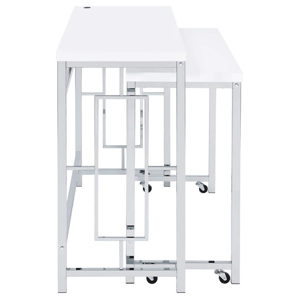 Modern Chrome and White 4-Piece Counter Height Dining Set