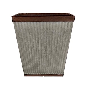 Westlake Large 16 in. x 16 in. Silver with Bronze Trim High-Density Resin Square Planter