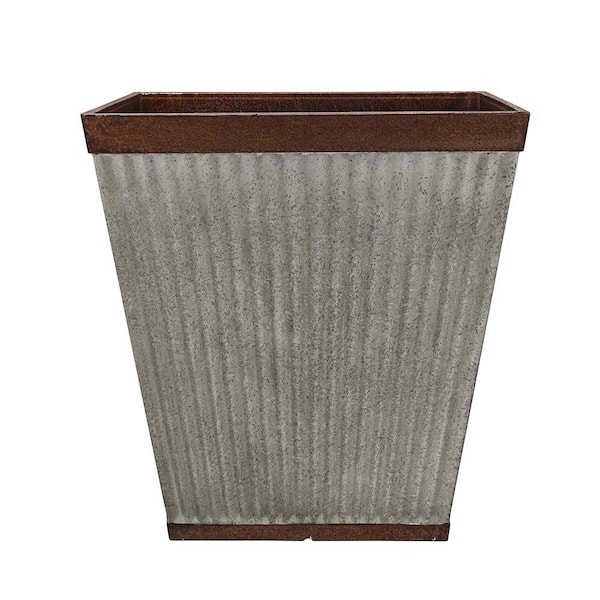 Southern Patio Westlake Large 16 in. x 16 in. 46 qt. Silver with Bronze Trim High-Density Resin Square Outdoor Planter