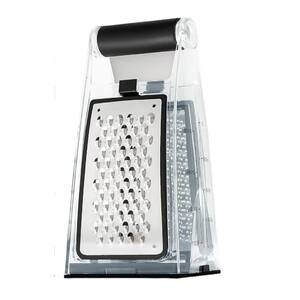 Black Grater Cheese Shredder- Garlic Mincer Tool and Vegetable Peeler with Handle and Removable Blades for Kitchen