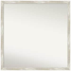 Crackled Metallic Narrow 28 in. x 28 in. Non-Beveled Classic Square Framed Wall Mirror in Silver