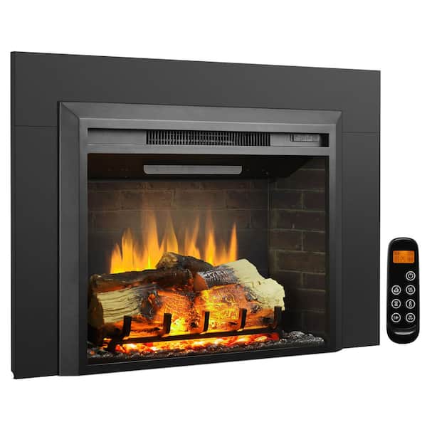 Carl 28 in. Electric Fireplace Insert with Trim Kit, Fireplace Heater 750/1500W, Fire Crackling Sound, Remote Control
