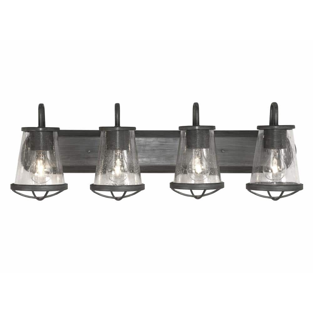 Designers Fountain Darby 30 in. 4-Light Weathered Iron Industrial Vanity with Clear Seeded Glass Shades 87004-WI Sansujyuku sansujyuku.com