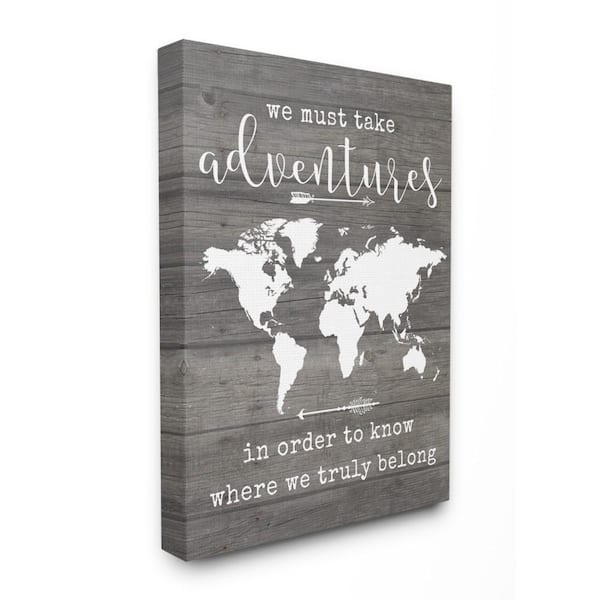 Stupell Industries 16 in. x 20 in. "Take Adventures Map" by Lettered and Lined Printed Canvas Wall Art