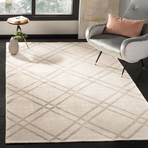 Stone Wash 4 ft. x 6 ft. Dove/Ivory Trellis Area Rug