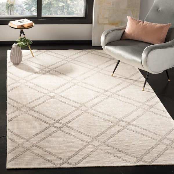 Stone Wash 5 x 8 Dove/Ivory Trellis Area Rug