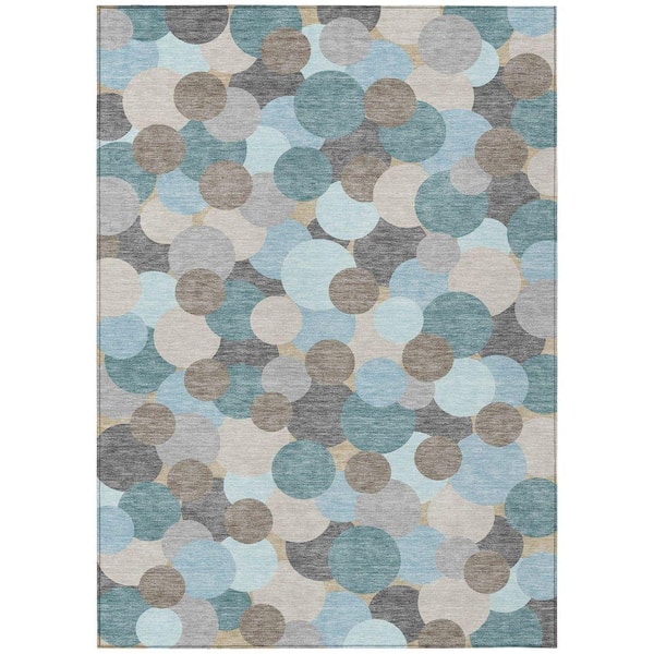Chantille Machine Washable Indoor/Outdoor Abstract ACN2450 Turquoise 5 ft. x 7 ft. 6 in. Area Rug