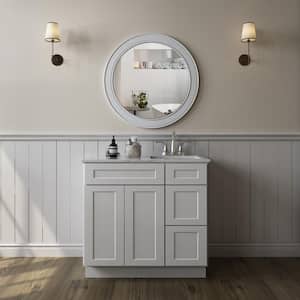 36-in W x 21-in D x 34.5-in H in Dove White Plywood Stock Ready to Assemble Floor Vanity Sink Kitchen Cabinet