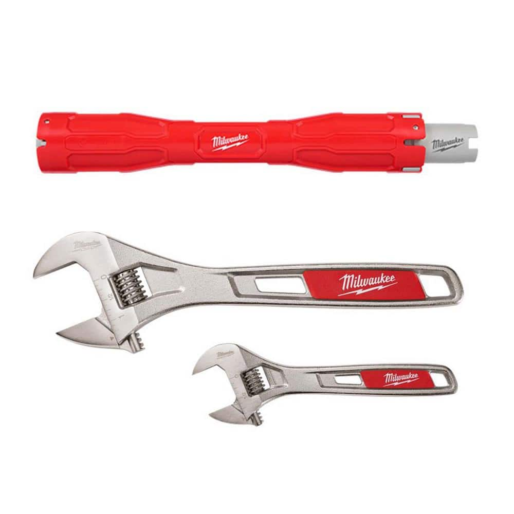 Milwaukee 6 in. and 10 in. Adjustable Wrench Set and Faucet Swap Out ...