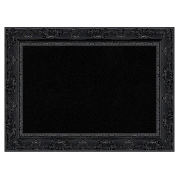 Amanti Art Filigree Gloss Black 22 in. x 16 in. Poly Framed Black Cork ...