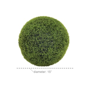 15 in. H Indoor Green Resin Contemporary Boxwood Topiary Artificial Foliage Ball