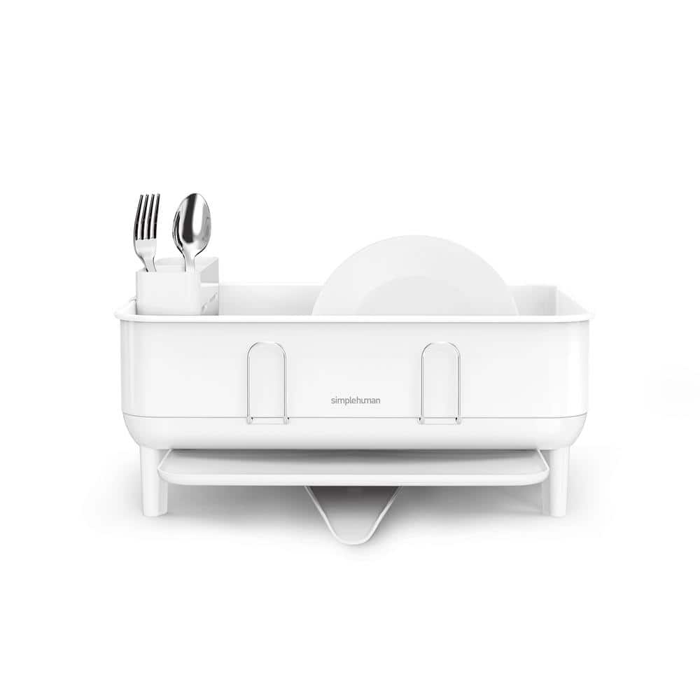 Kitchen Dish Drying Rack with Swivel Spout, Compact Fingerprint-Proof Stain