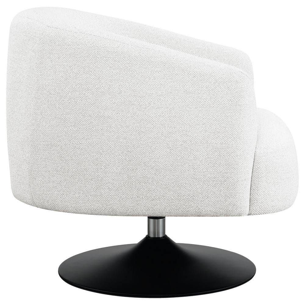 Beige Barrel Swivel Accent Chair with Metal Pedestal Base